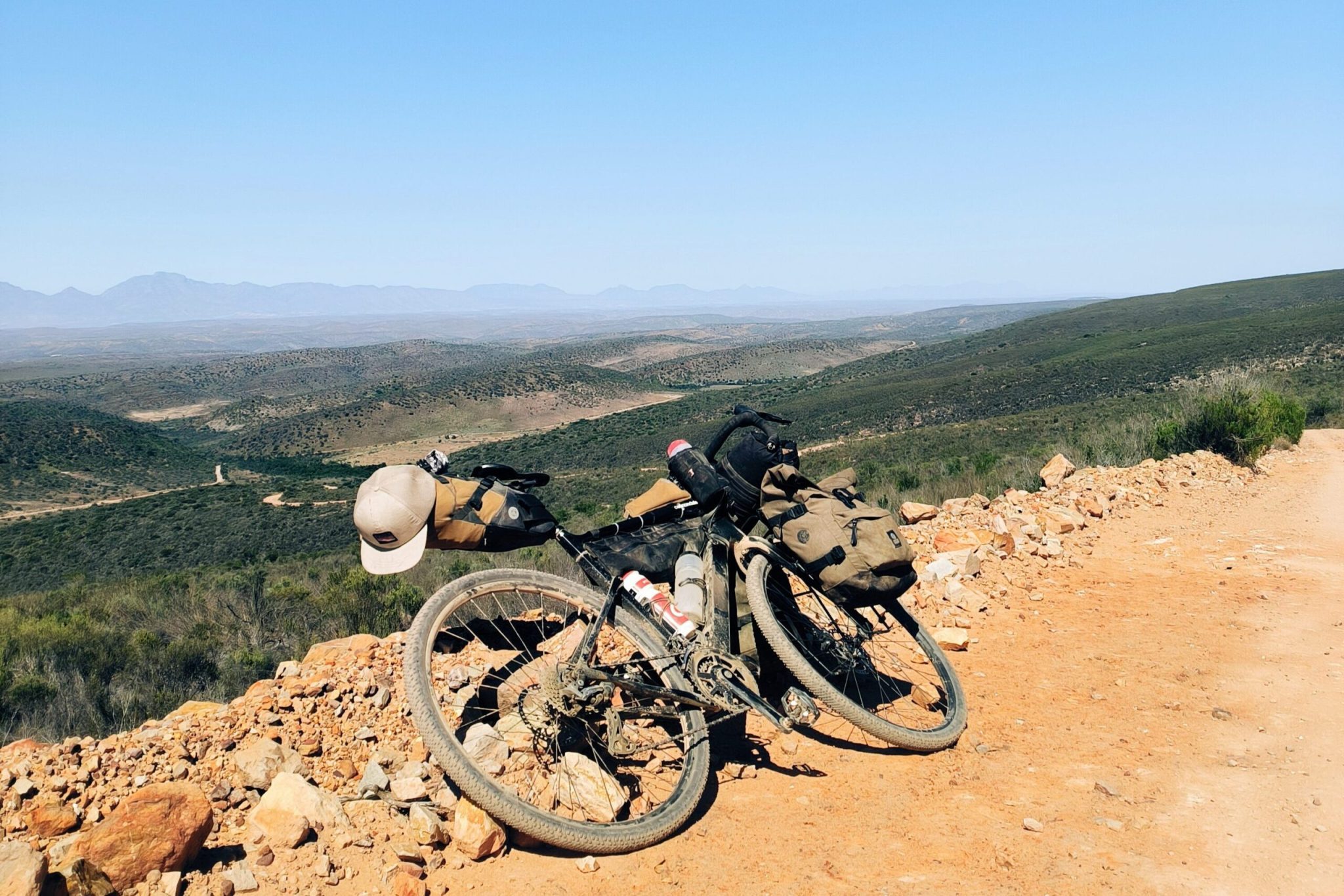 Uitzicht bikepacken in Zuid Afrika
