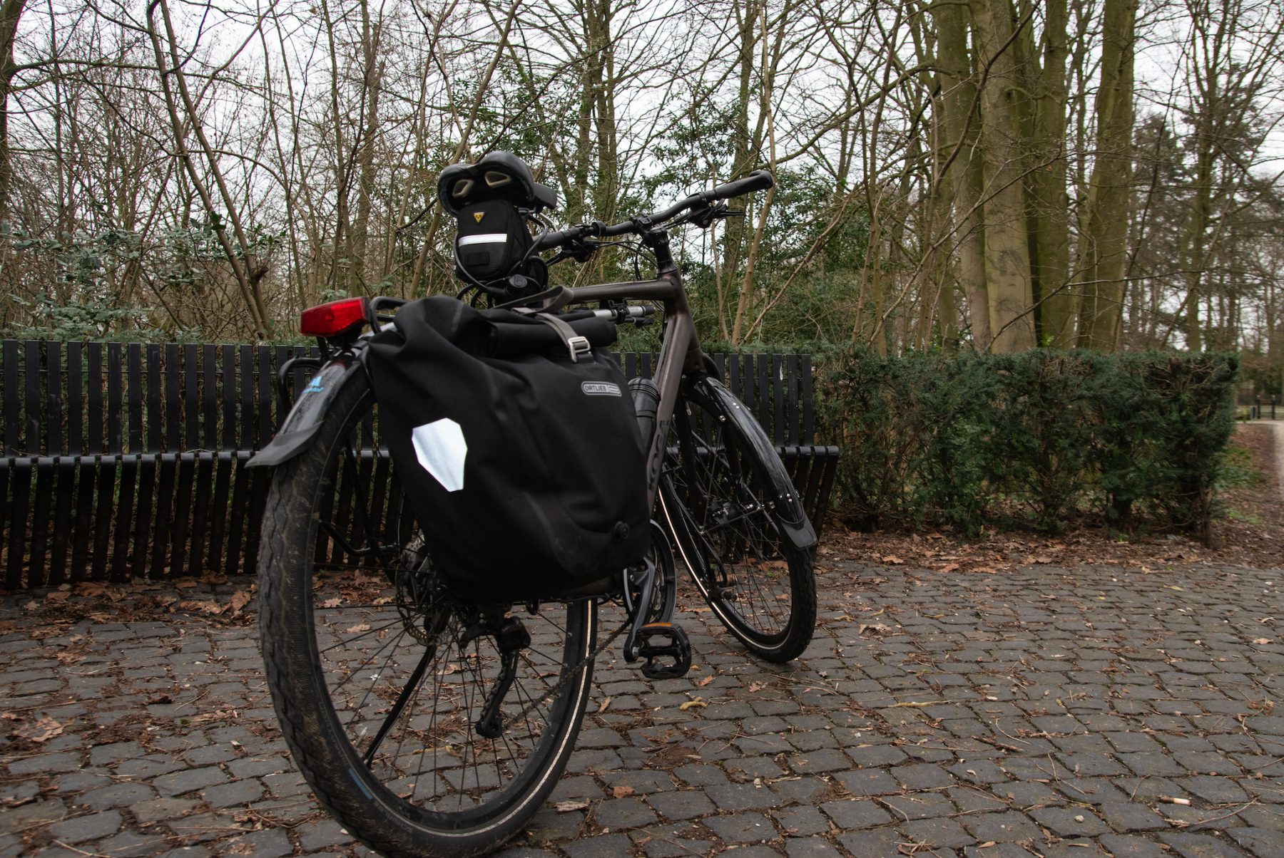 Pauze met de Koga traveller en ortlieb tas